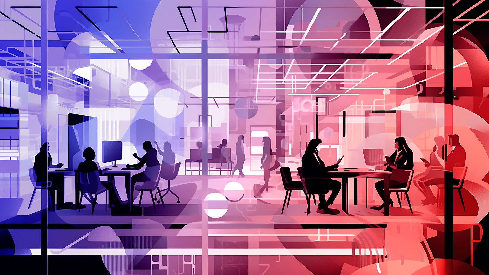 War for Talents: Ein KI-generiertes Großraumbüro.