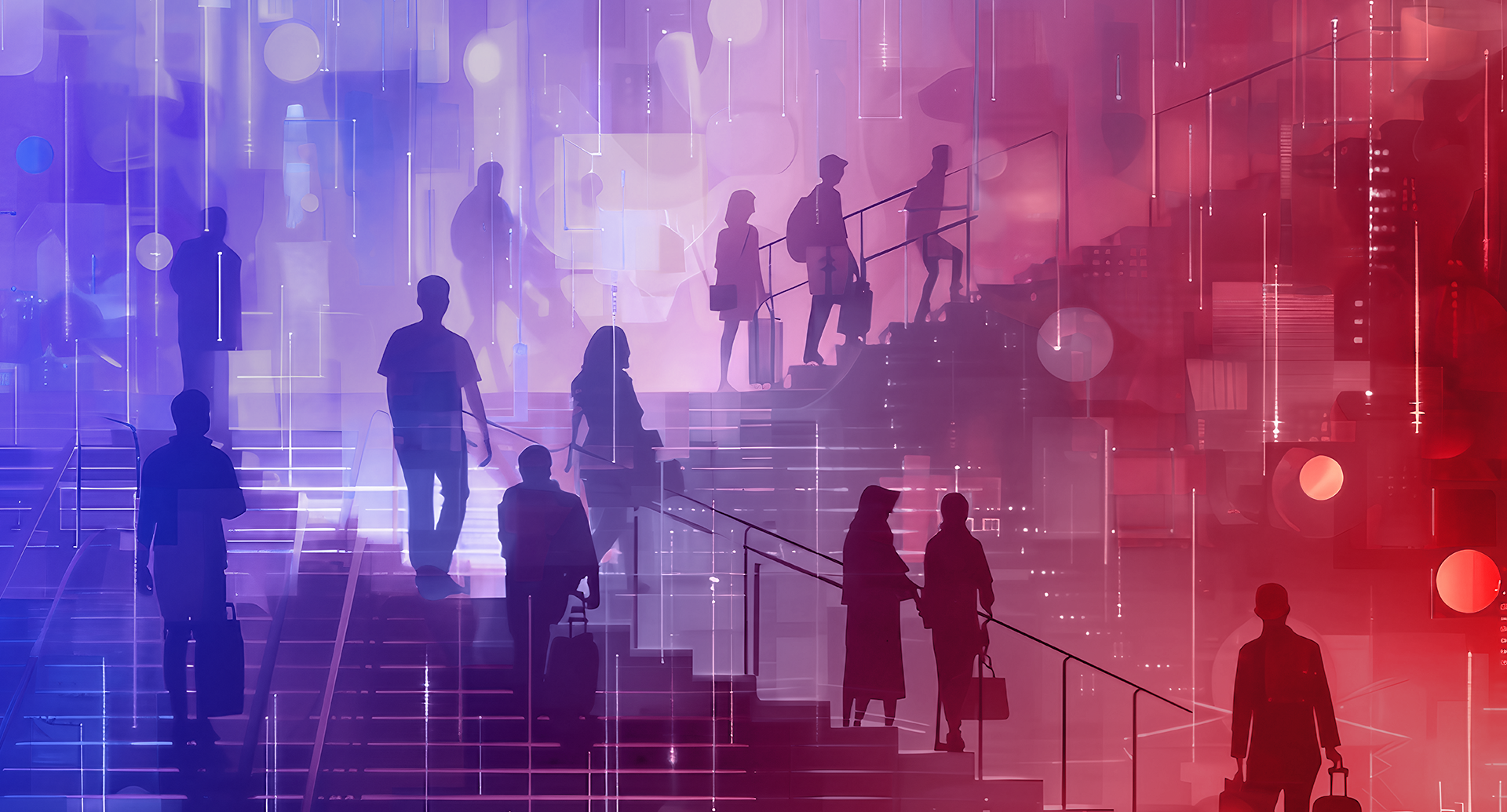Digital accessibility in marketing – how it works Digital accessibility: Several people going up broad steps.