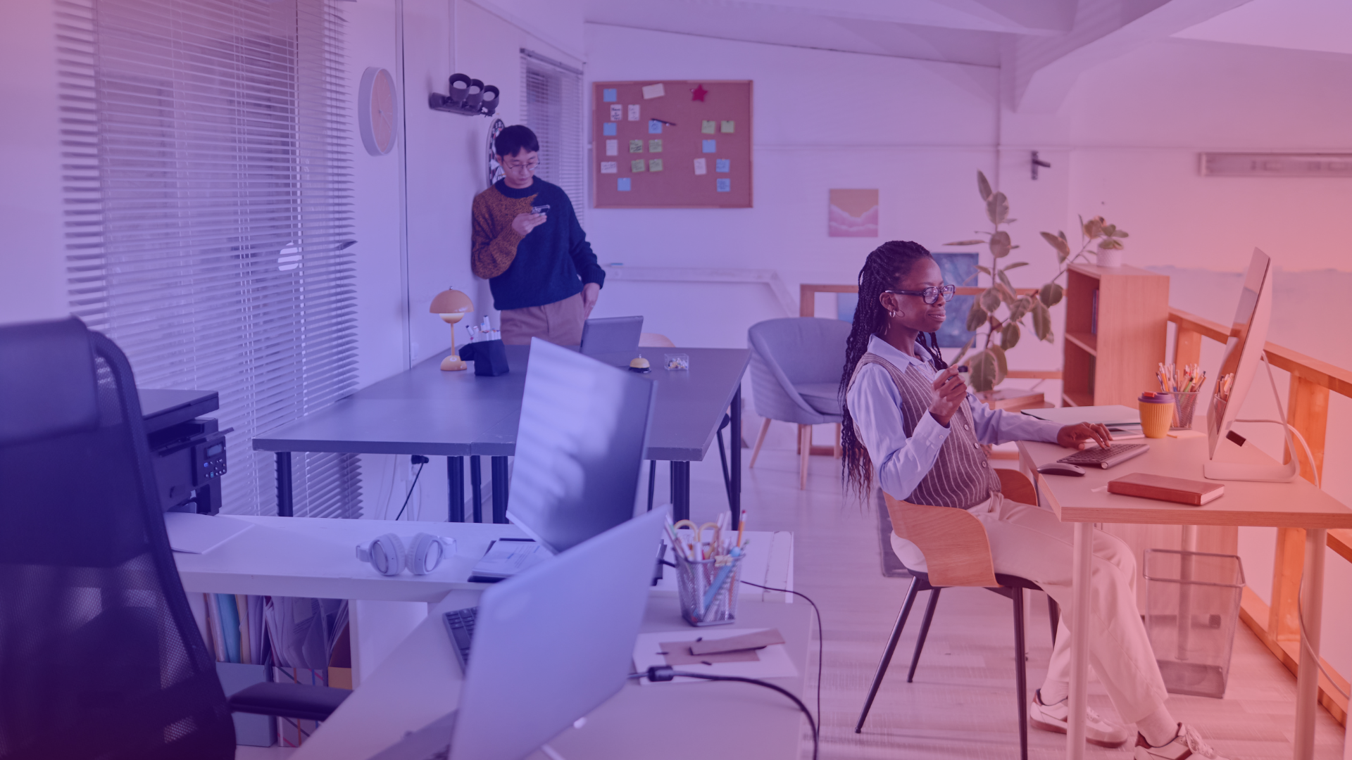 Young marketers working in a modern office