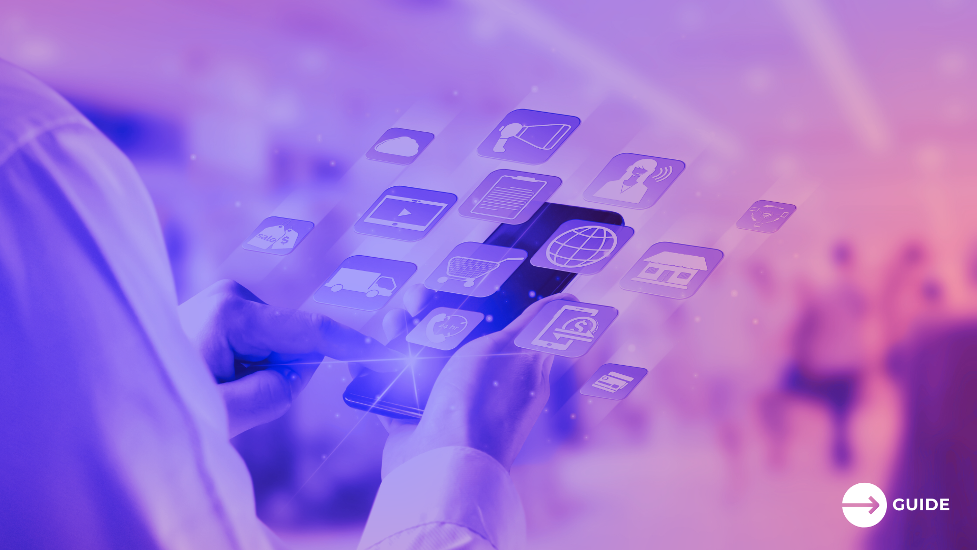 Grafische Darstellung mehrerer Kanäle, die in einem Omnichannel Unternehmen vernetzt sind