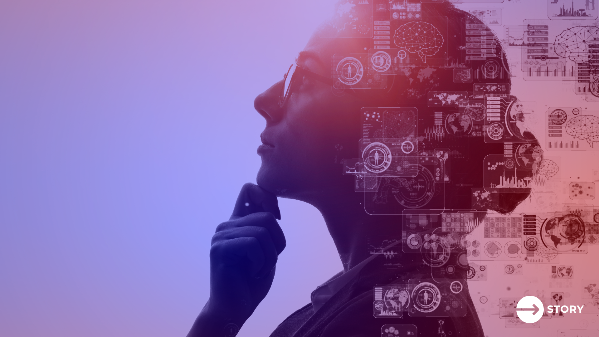 Junge Marketerin im Seitenprofil.