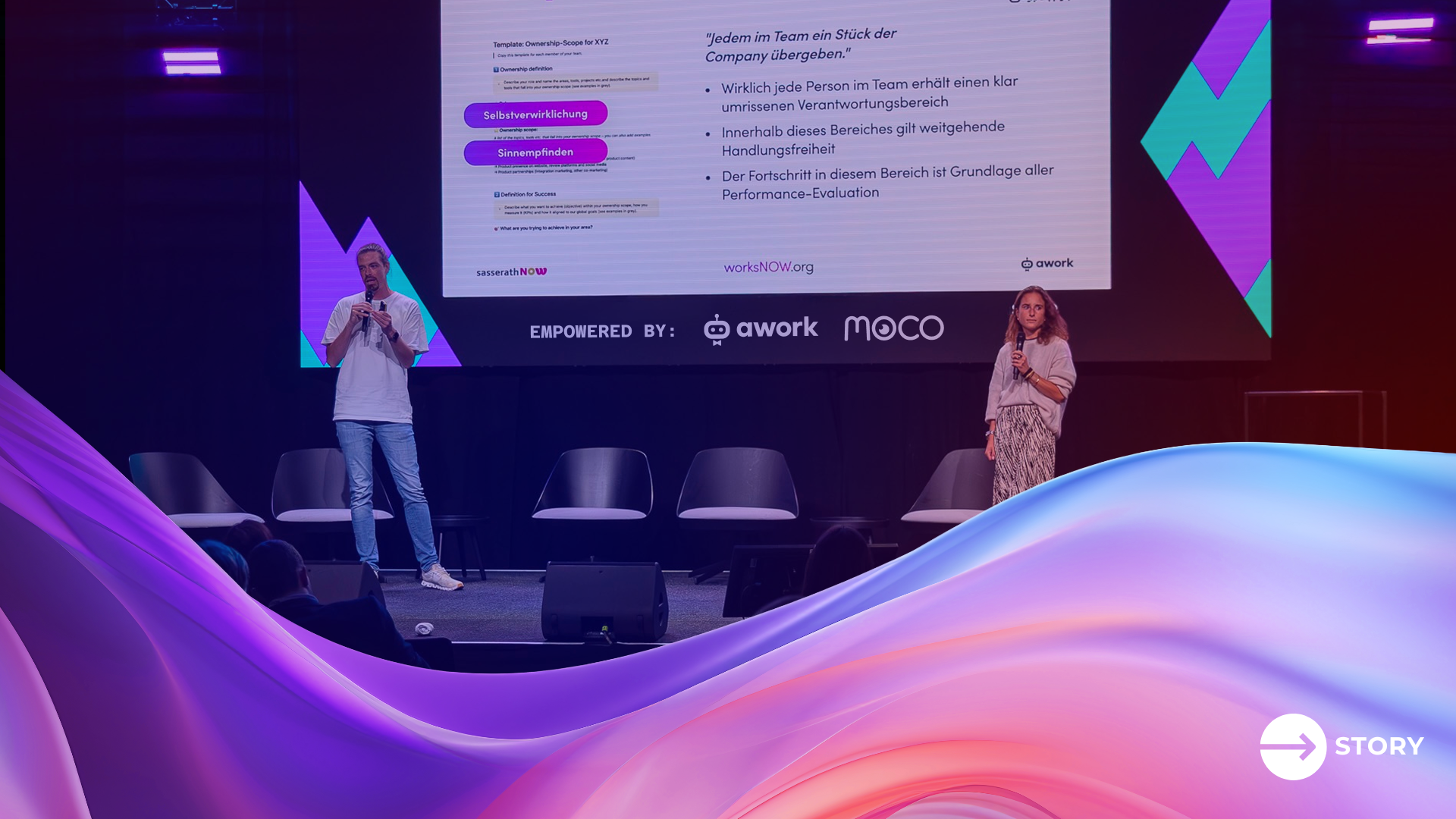 Two speakers on stage at the NXTGEN Agency Summit
