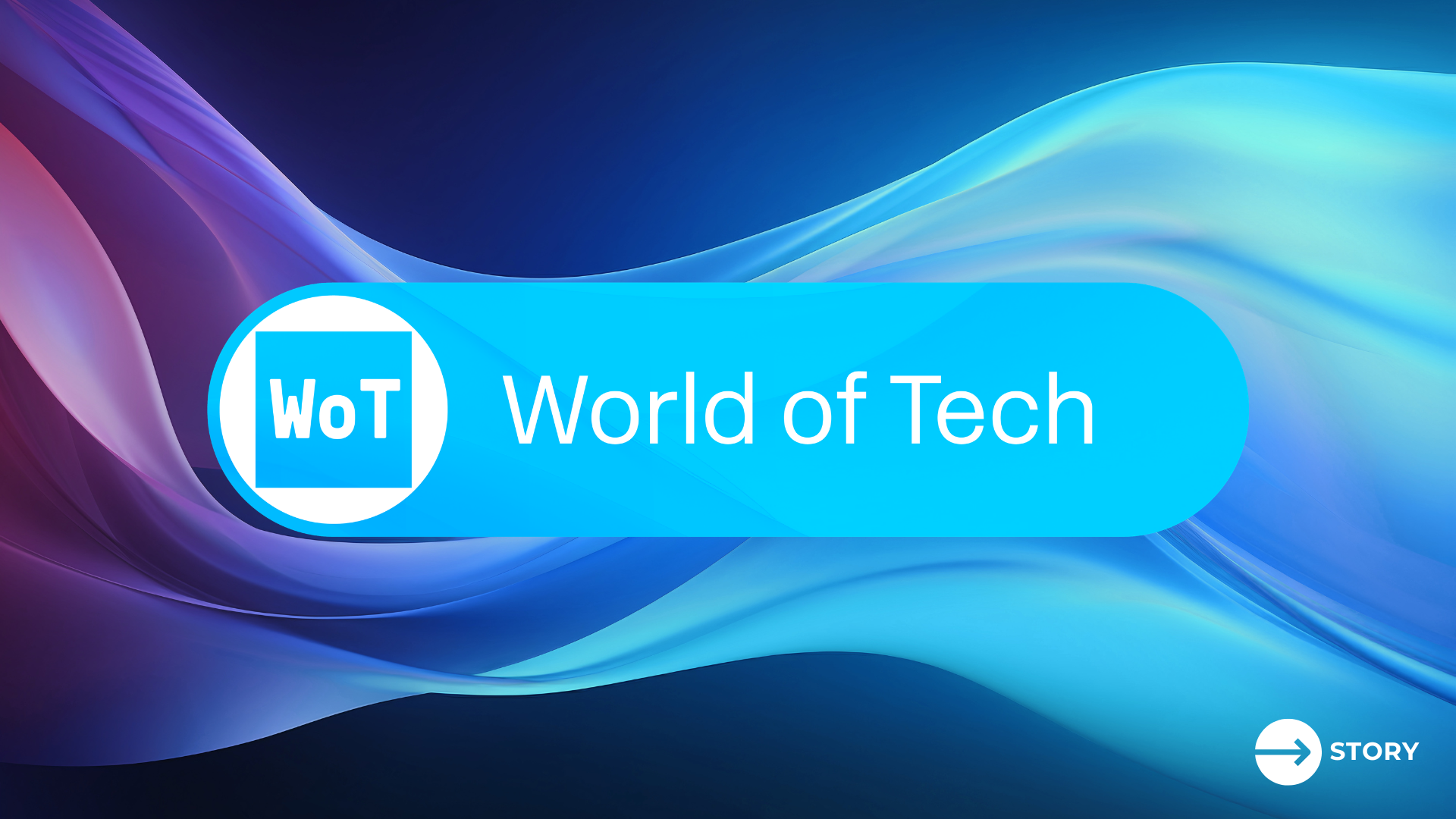 WoT and World of Tech appear on a blue banner, with a flowing, ribbon-like shape in the background representing adtech and martech.